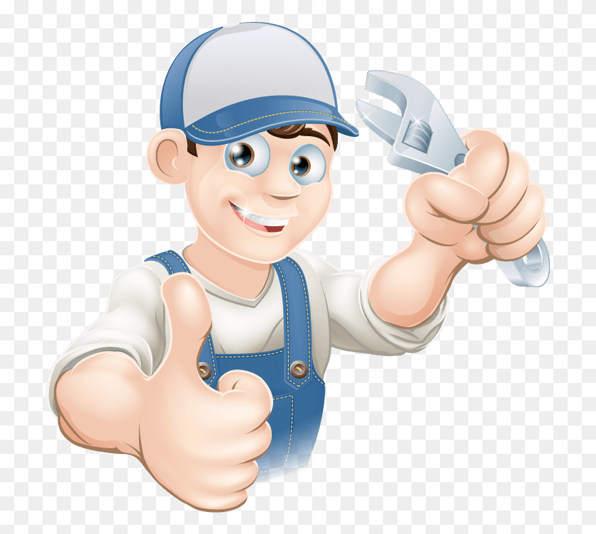 713x693 Mechanic Cartoon Plumber Thumbs Up, Clothing, Apparel, Person HD PNG Download