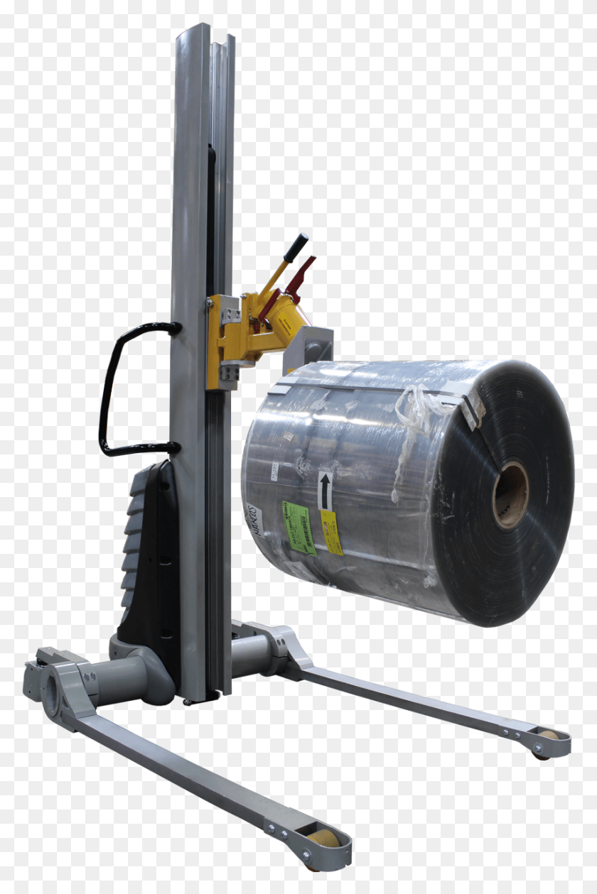 854x1313 Mechanical Core Grip Technology To Lift 350 Pound Film Roll Handling Trolley, Machine, Barrel, Rotor HD PNG Download