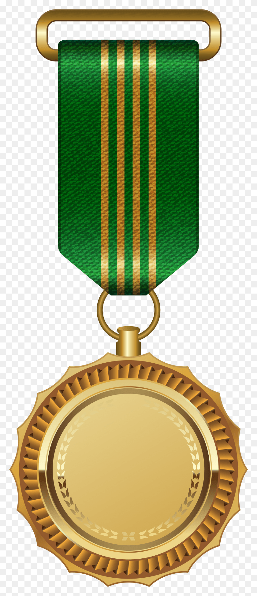 2431x5890 Medal With Green Ribbon, Lamp, Trophy, Gold HD PNG Download