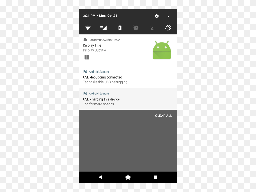 321x570 Уведомление Об Управлении Мультимедиа На Устройстве Android Nougat Бесплатно Android Studio Аудио Фоновый Скрипт, Текст, Меню, Электроника Png Скачать