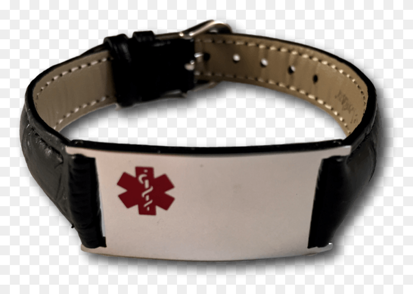 956x661 Medical Id Bracelet Black Snake Leather Strap, Accessories, Accessory, Belt HD PNG Download