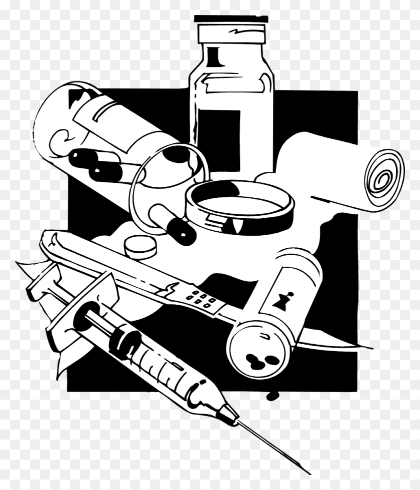958x1132 Medicine Free Stock Photo Illustration Of Syringes Black And White Medicine, Vehicle, Transportation, Injection HD PNG Download