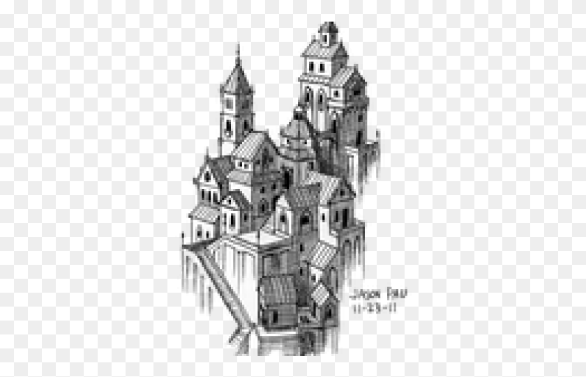 340x481 Средневековый Фэнтезийный Дом Рисунок, Архитектура, Здание, Монастырь Hd Png Скачать
