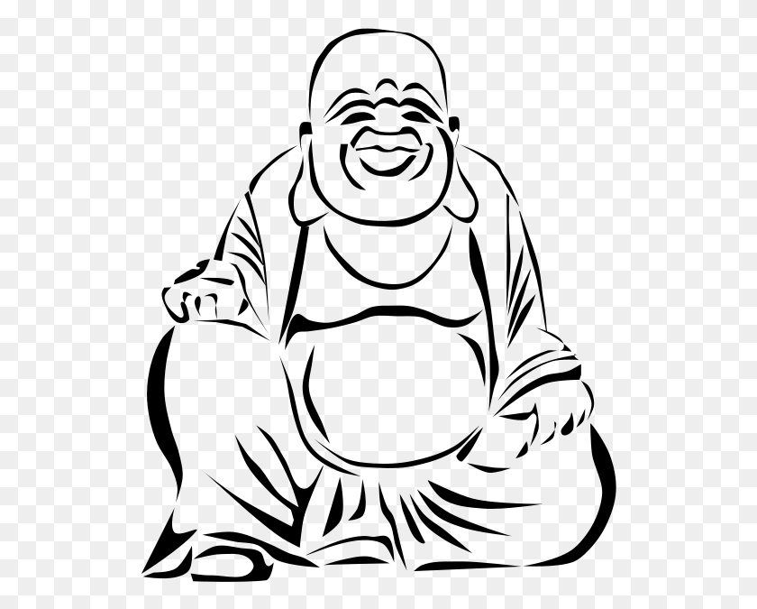 529x615 Medium Image Laughing Buddha Clipart Black And White, Gray, World Of Warcraft HD PNG Download