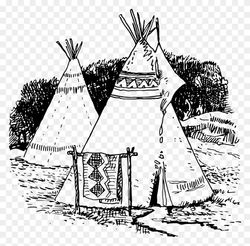 800x788 Medium Image Native American Teepee Coloring Page, Gray, World Of Warcraft HD PNG Download