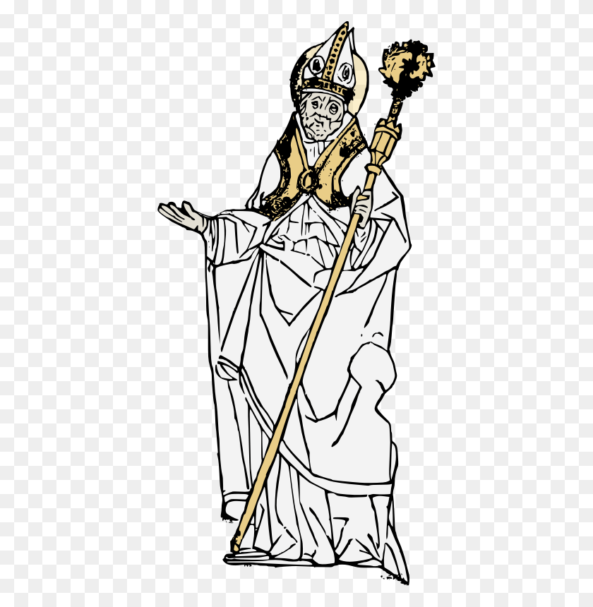 394x800 Medium Image Pope Drawing, Clothing, Apparel, Architecture Descargar Hd Png