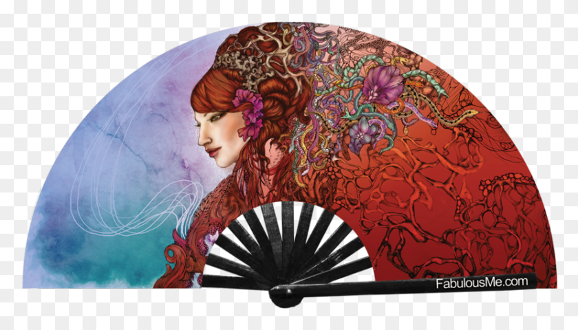 829x447 Medusa Fine Art Bamboo Circuit Party Uv Glow Fan By Geisha, Person, Human HD PNG Download