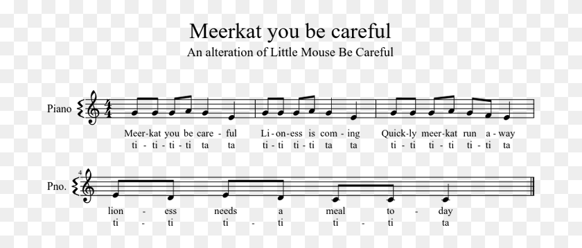 708x298 Meerkat You Be Careful Sheet Music For Piano Sheet Music, Gray, World Of Warcraft HD PNG Download