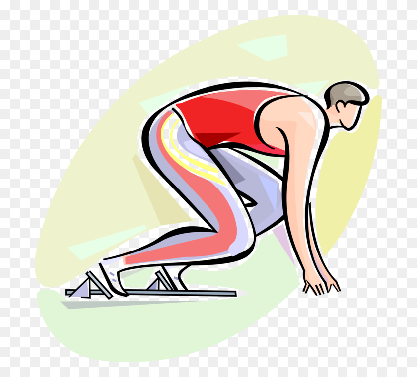 699x700 Meet Sprinter In Starting Vector Image Illustration Track Starting Blocks Clipart, Sport, Sports HD PNG Download