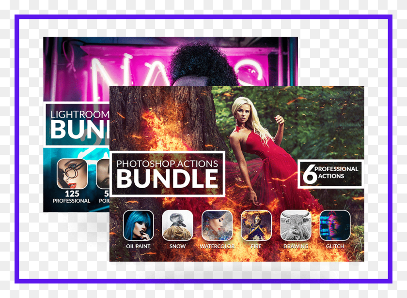 1000x714 Mega Bundle All Photoshop Actions And All Lightroom Flyer, Person, Human, Hair HD PNG Download