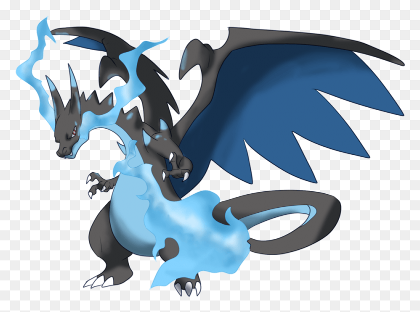 927x670 Mega Charizard X By Shinyscyther, Dragon, Statue, Sculpture HD PNG Download
