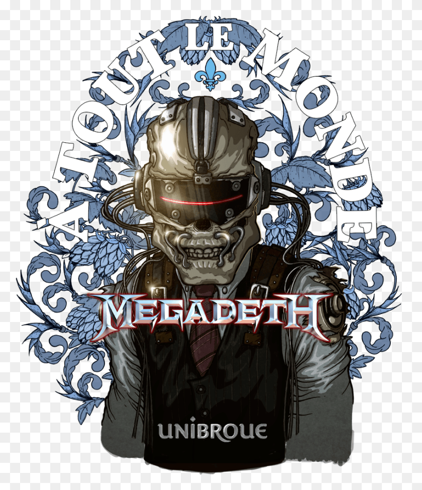 850x997 Descargar Png Megadeth Tout Le Monde Tout Le Monde Cerveza, Cartel, Publicidad, Casco Hd Png