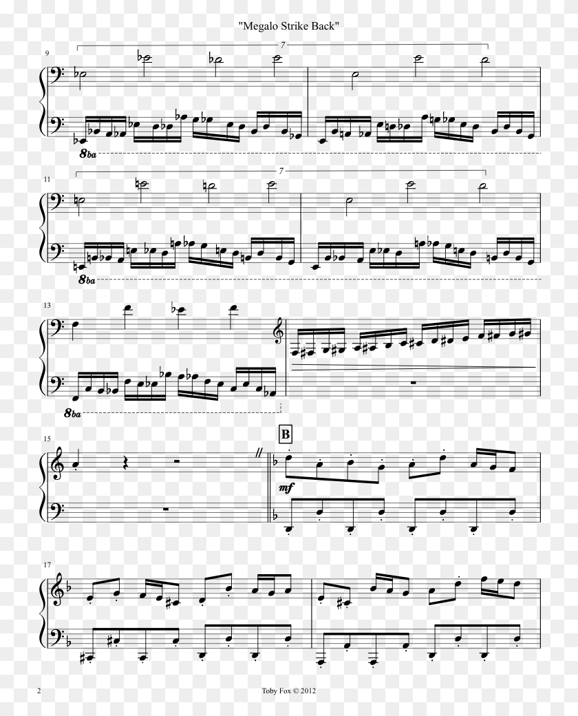 734x980 Megalo Strike Back Sheet Music Composed By Composition Too Much For One Heart Sheet, Gray, World Of Warcraft HD PNG Download