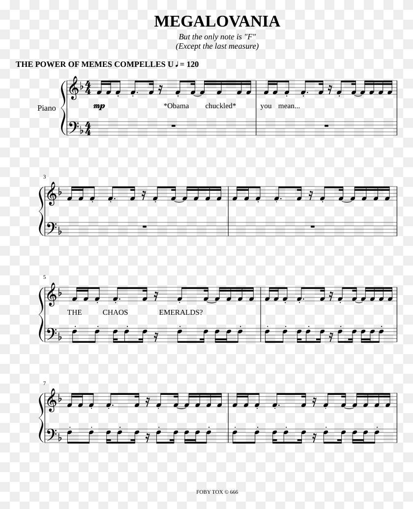 777x975 Megalovania But The Only Note Is F Sheet Music For Imitation Game Piano Sheet, Gray, World Of Warcraft HD PNG Download