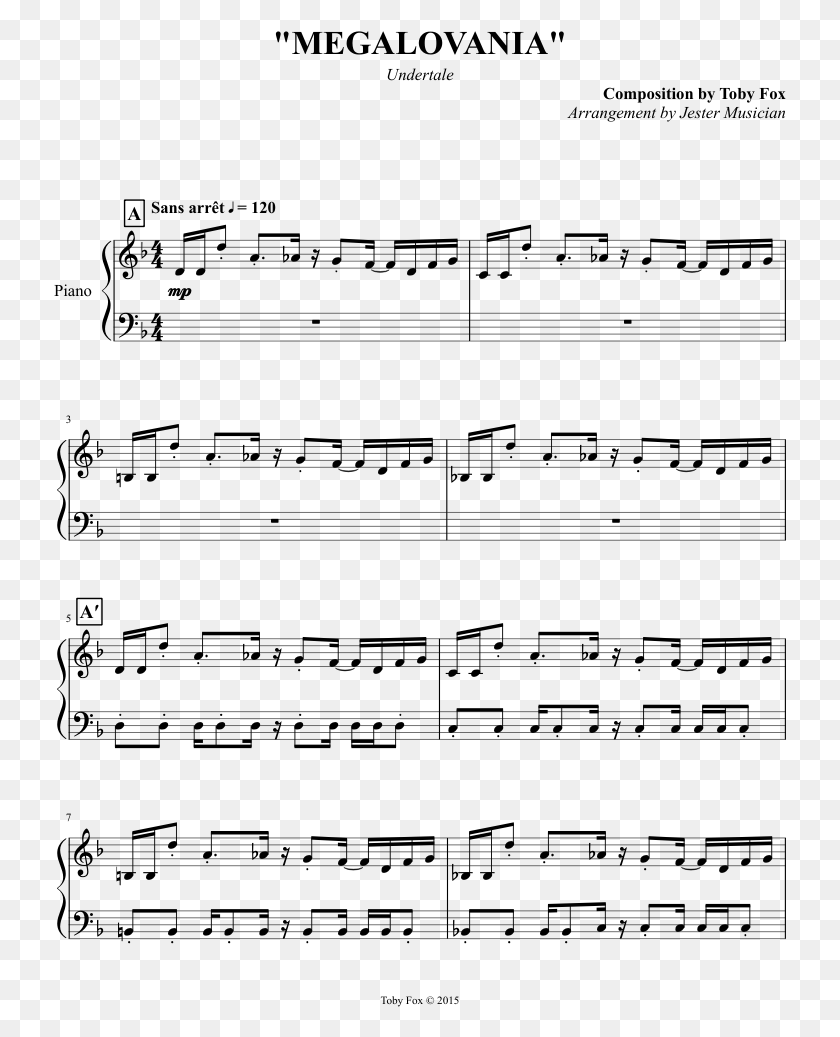 733x977 Megalovania Sheet Music For Piano Free Trumpet Undertale Sheet Music, Gray, World Of Warcraft HD PNG Download