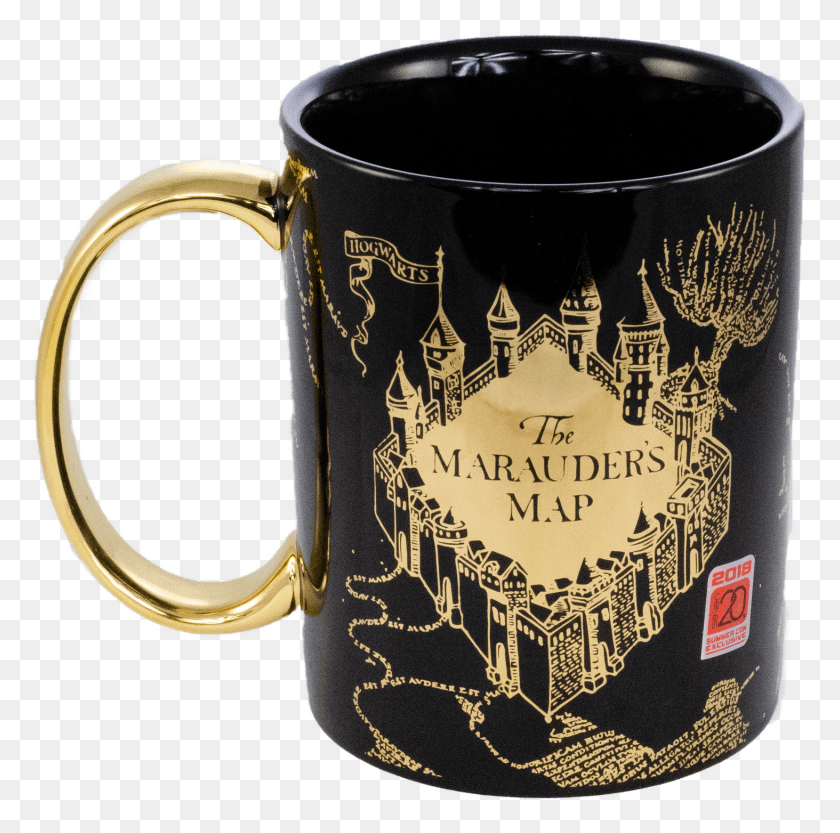 1463x1451 Megamug Blackw Gold Maraudersmap Front Harry Potter Mug, Coffee Cup, Cup, Stein HD PNG Download
