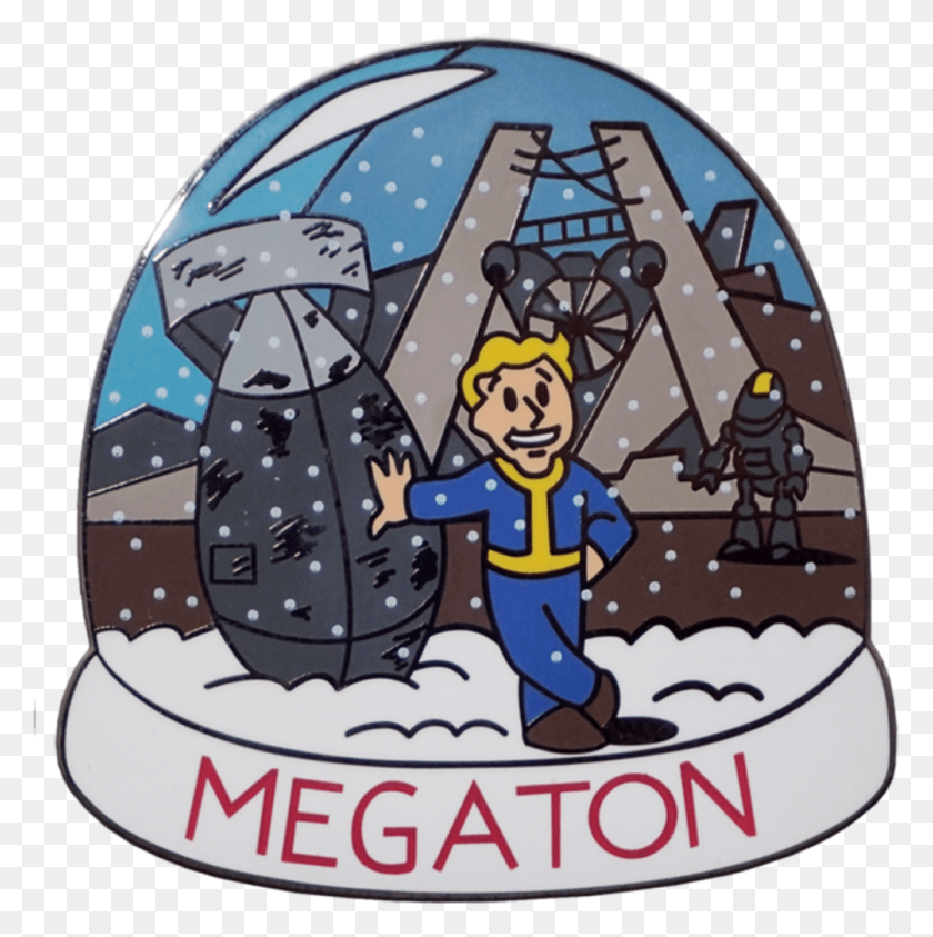 1004x1008 Megaton Fallout Snow Christmas Globe Enamel Pin Fallout Christmas, Clock Tower, Tower, Architecture HD PNG Download