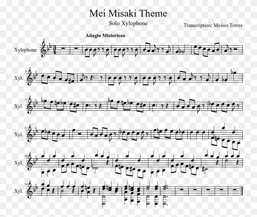 749x647 Mei Misaki Theme Sheet Music Composed By Transcription Inuyasha Longing Flute Sheet Music, Gray, World Of Warcraft HD PNG Download