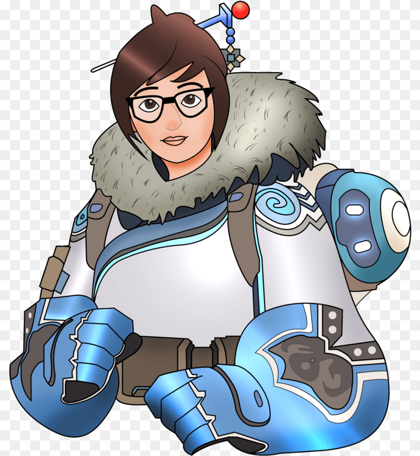 806x911 Mei Overwatch Fanart, Book, Publication, Comics, Person Sticker PNG