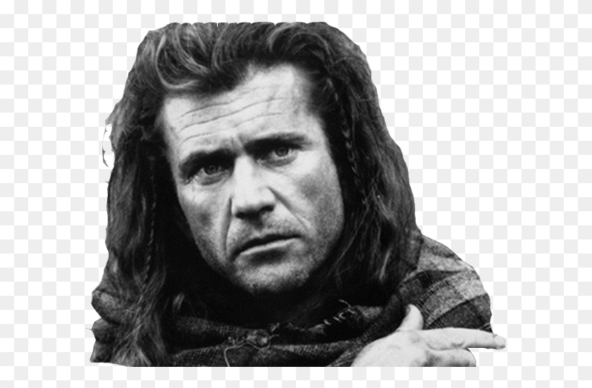 599x491 Mel Gibson Braveheart Freedom William Wallace, Face, Person, Human HD PNG Download