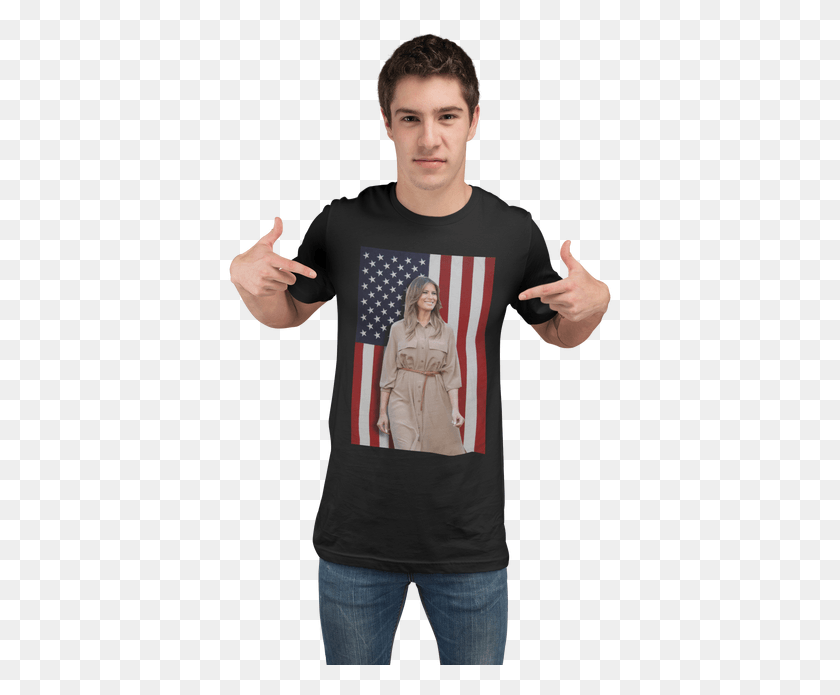 387x635 Melania Trump Flag Shirt T Shirt, Clothing, Apparel, Sleeve HD PNG Download