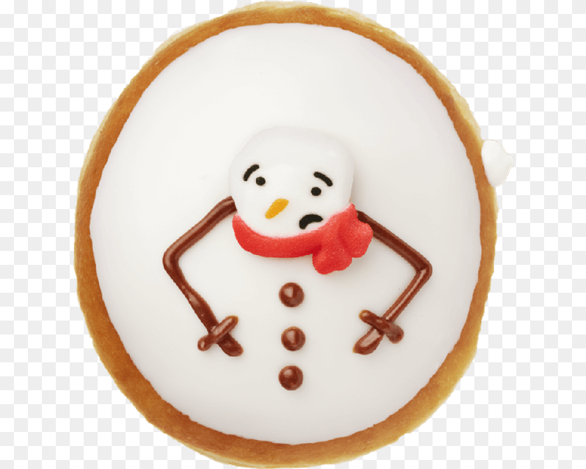 634x673 Melted Snowman Doughnut Krispy Kreme, Nature, Outdoors, Winter, Snow PNG