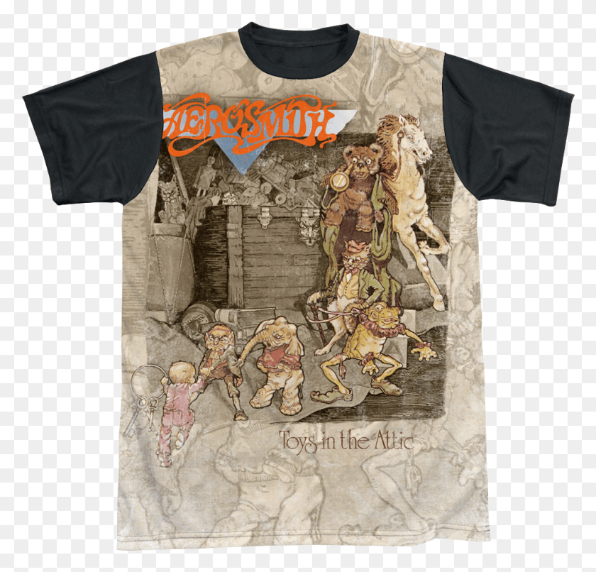 959x918 Mens Aerosmith Toys In The Attic Sublimation Tee Shirt Aerosmith Toys In The Attic, Clothing, Apparel, T-shirt HD PNG Download