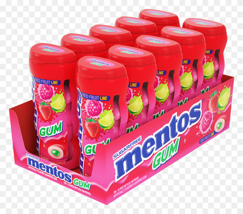 1728x1505 Mentos Pure Fresh Gum Cinnamon 15 Piece Pocket Bottle Strawberry, Food, Candy HD PNG Download