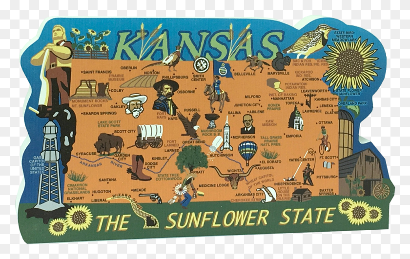 985x596 Meow Village United States Map Kansas Sunflower, Text, Person, Comics HD PNG Download