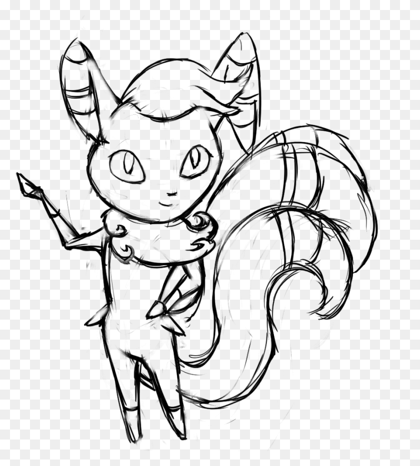 893x1000 Meowstic Messy Sketch Cartoon, Gray, World Of Warcraft HD PNG Download