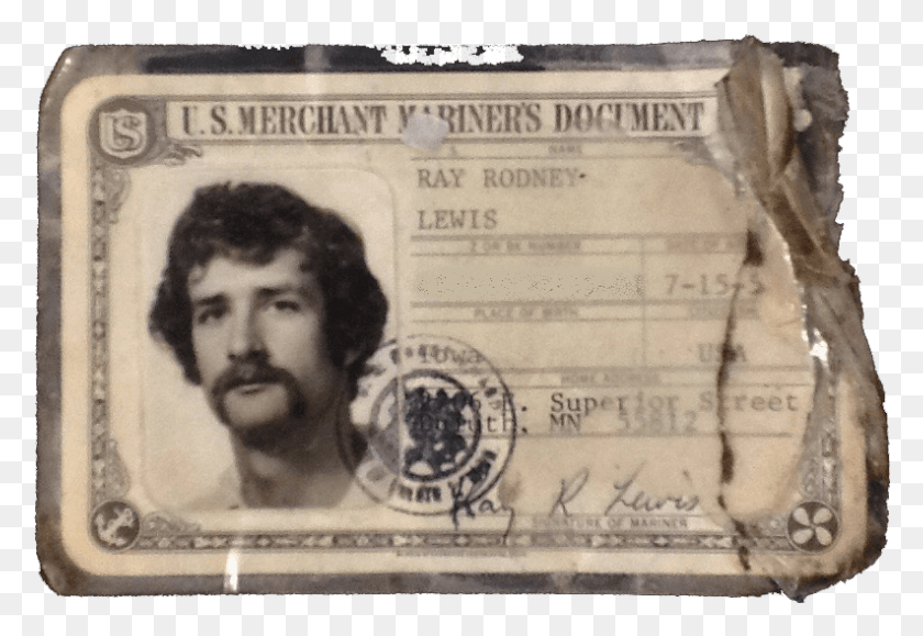 793x528 Merchant Marines Photo Id Of A Young Man With Long Merchant Mariner Credential, Text, Person, Human HD PNG Download