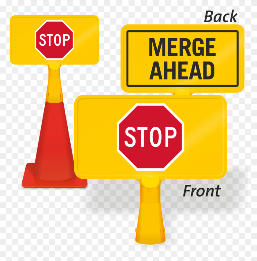 785x798 Merge Ahead Stop Coneboss Sign Alabama State Capitol, Symbol, Road Sign, Stopsign HD PNG Download