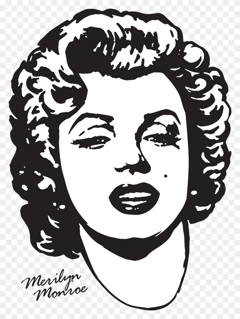 943x1280 Merilyn Monroeprinting On T Shirtactressmarilyn Marilyn Monroe Vector, Face, Stencil, Head HD PNG Download