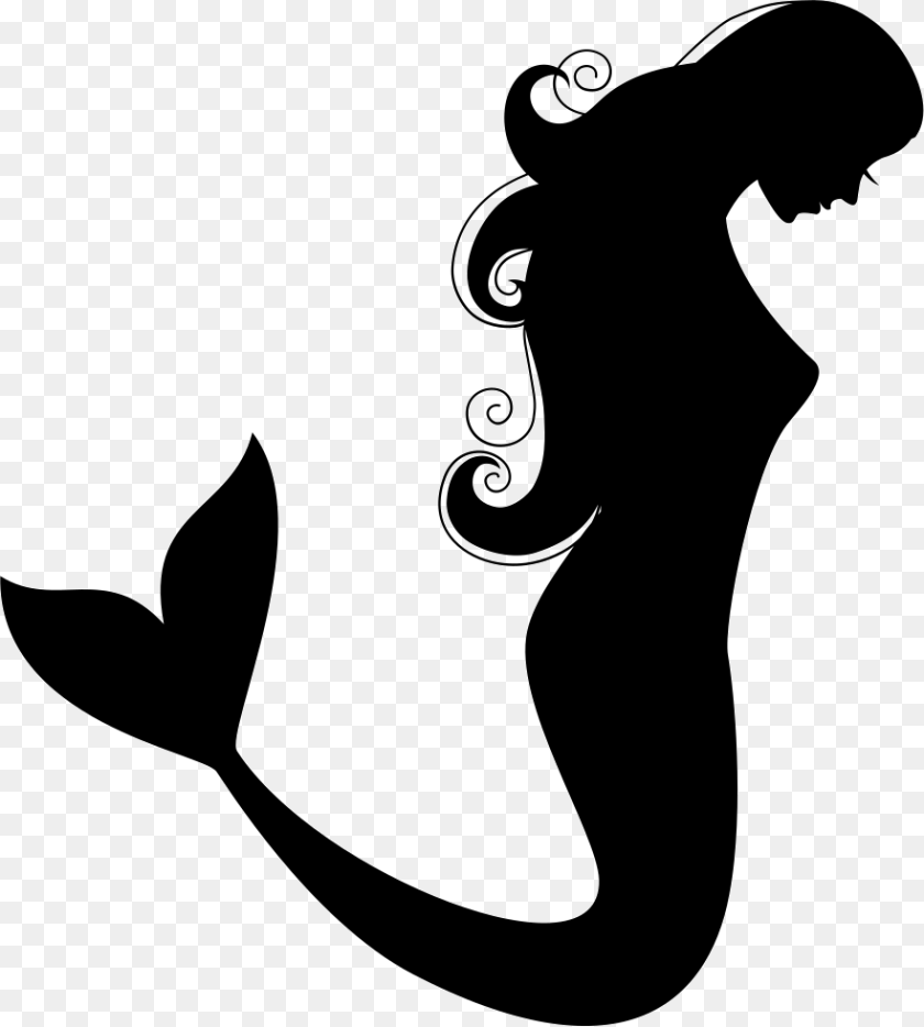 Mermaid, Silhouette, Stencil, Adult, Female PNG