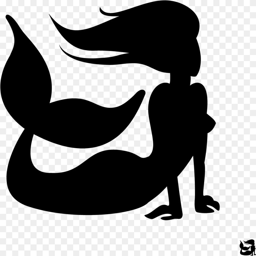 1259x1256 Mermaid Black And White, Nature, Night, Outdoors, Silhouette Sticker PNG