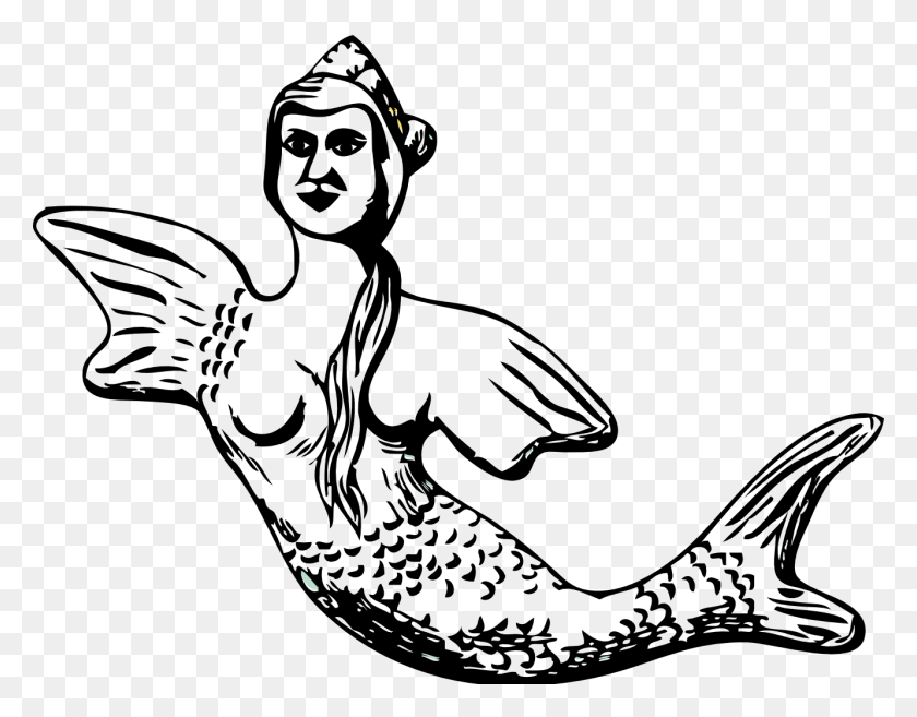 1331x1020 Mermaid Black And White Mermaid Clip Art Free Vector Mermaid, Animal, Stencil HD PNG Download