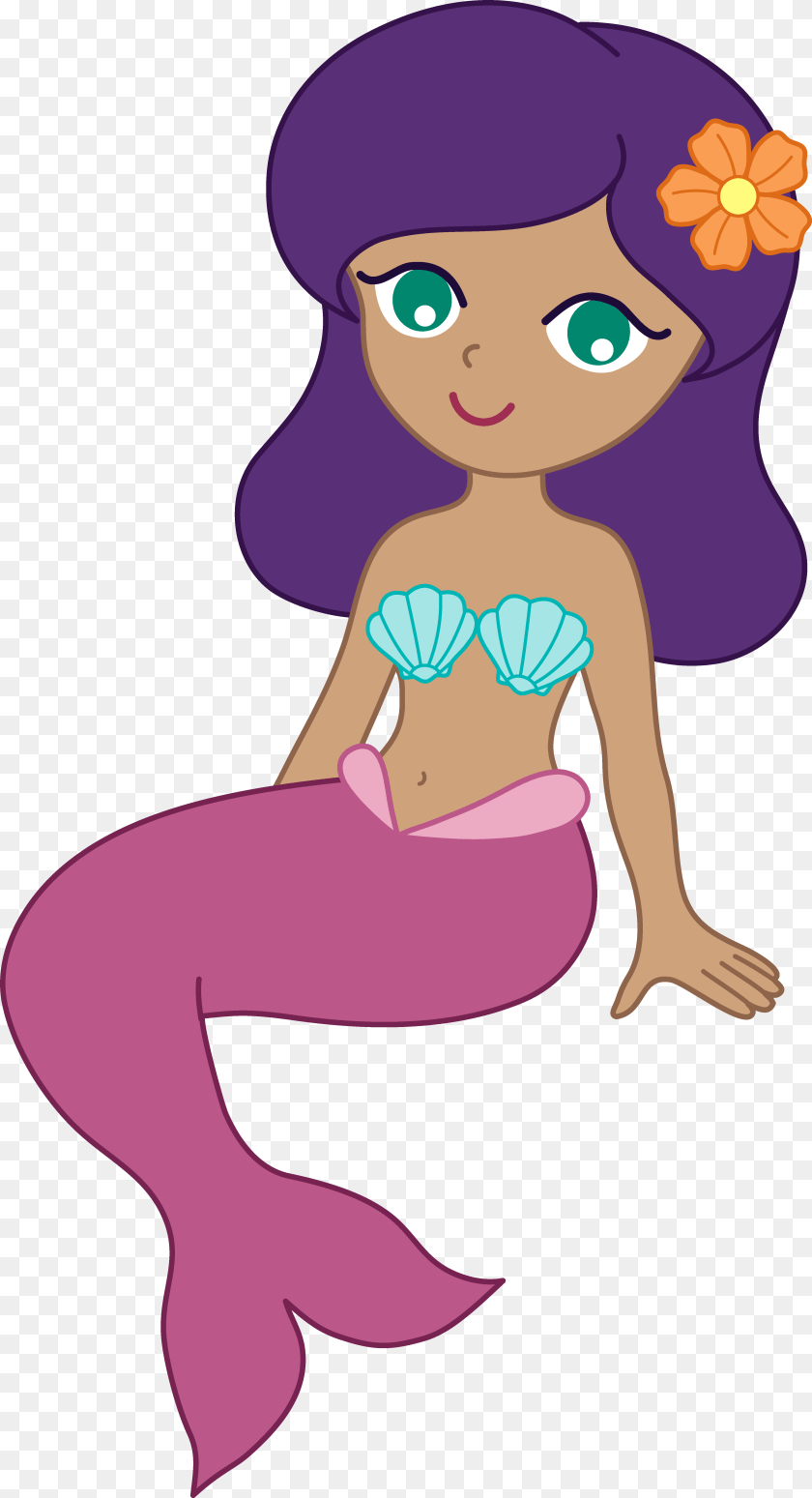 4339x8000 Mermaid Clipart, Purple, Baby, Cartoon, Person Sticker PNG