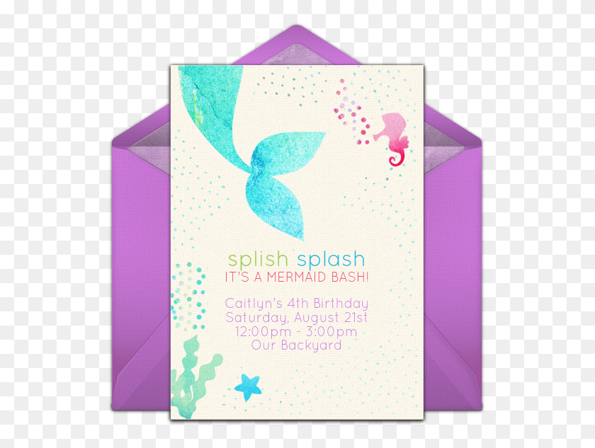 535x573 Mermaid Splish Splash Online Invitation Mermaid Party Invitations Printable Free, Flyer, Poster, Paper HD PNG Download