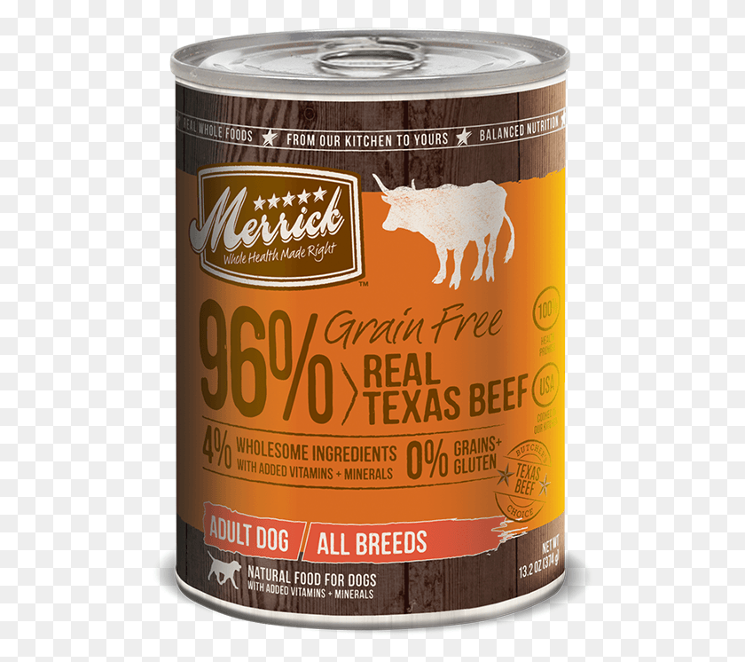 497x686 Descargar Png Merrick Grain Free 96 Real Texas Beef Enlatado Comida Para Perro Bisonte, Bebida, Alcohol Hd Png