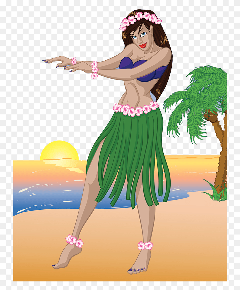 750x954 Merrie Monarch Festival Hula Dance Illustration Beach Hula Girl Cartoon, Toy, Person, Human HD PNG Download