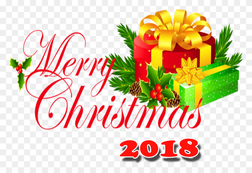 943x628 Merry Christmas 2018 With Happy Christmas 2018, Gift HD PNG Download