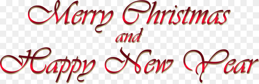 7909x2577 Merry Christmas And Happy New Year Text, Calligraphy, Handwriting Clipart PNG
