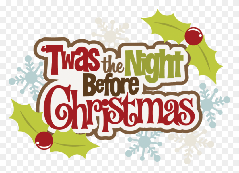 800x561 Merry Christmas Clipart Church Twas The Night Before Christmas Title, Label, Text, Plant HD PNG Download