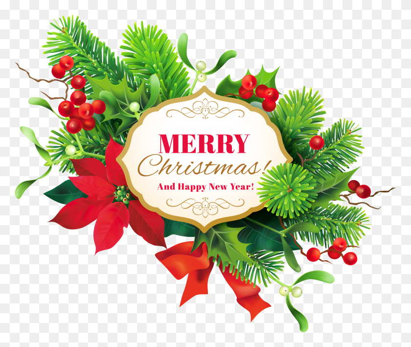 5824x4846 Merry Christmas Decor Clipart Image Happy Christmas Images HD PNG Download