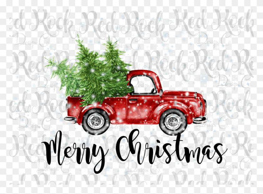 1024x739 Feliz Navidad Camión Camión Rojo Con Árbol De Navidad Clipart, Vehículo, Transporte, Coche Hd Png