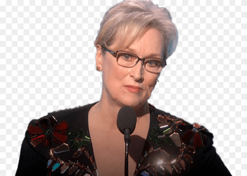 744x601 Meryl Streep Giving Speech Meryl Streep Globes, Woman, People, Microphone, Female Sticker PNG