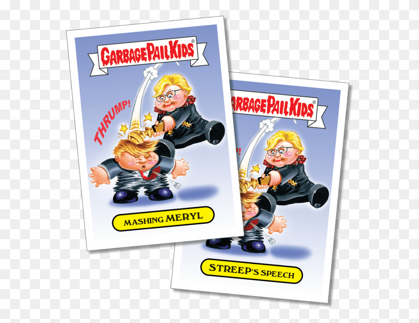 578x588 Meryl Streep39s Golden Globes Speech Gets A Garbage Garbage Pail Kids 2017, Advertisement, Poster, Person HD PNG Download