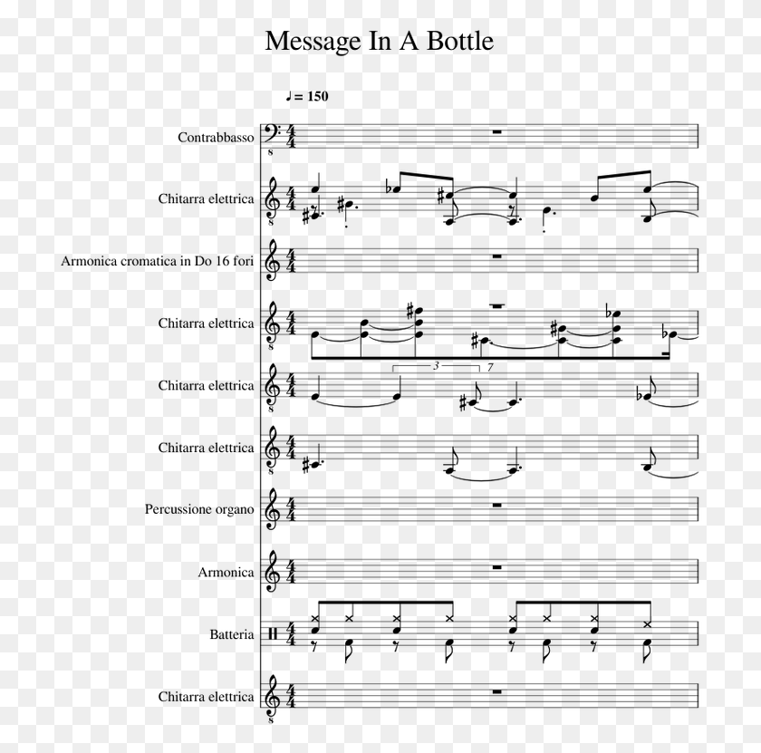 709x771 Message In A Bottle The Police Sheet Music, Gray, World Of Warcraft HD PNG Download