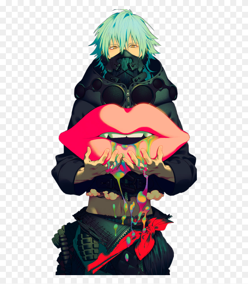 497x901 Messed Around With The Colour Levels And Really Liked Dmmd Aoba Chiral Night, Mouth, Lip, Teeth HD PNG Download