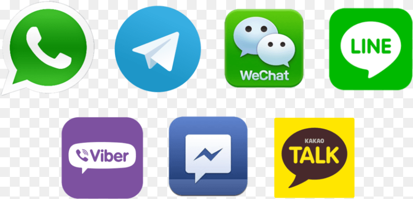 Messenger Logos Whatsapp Telegram Viber Wechat, Text Clipart PNG